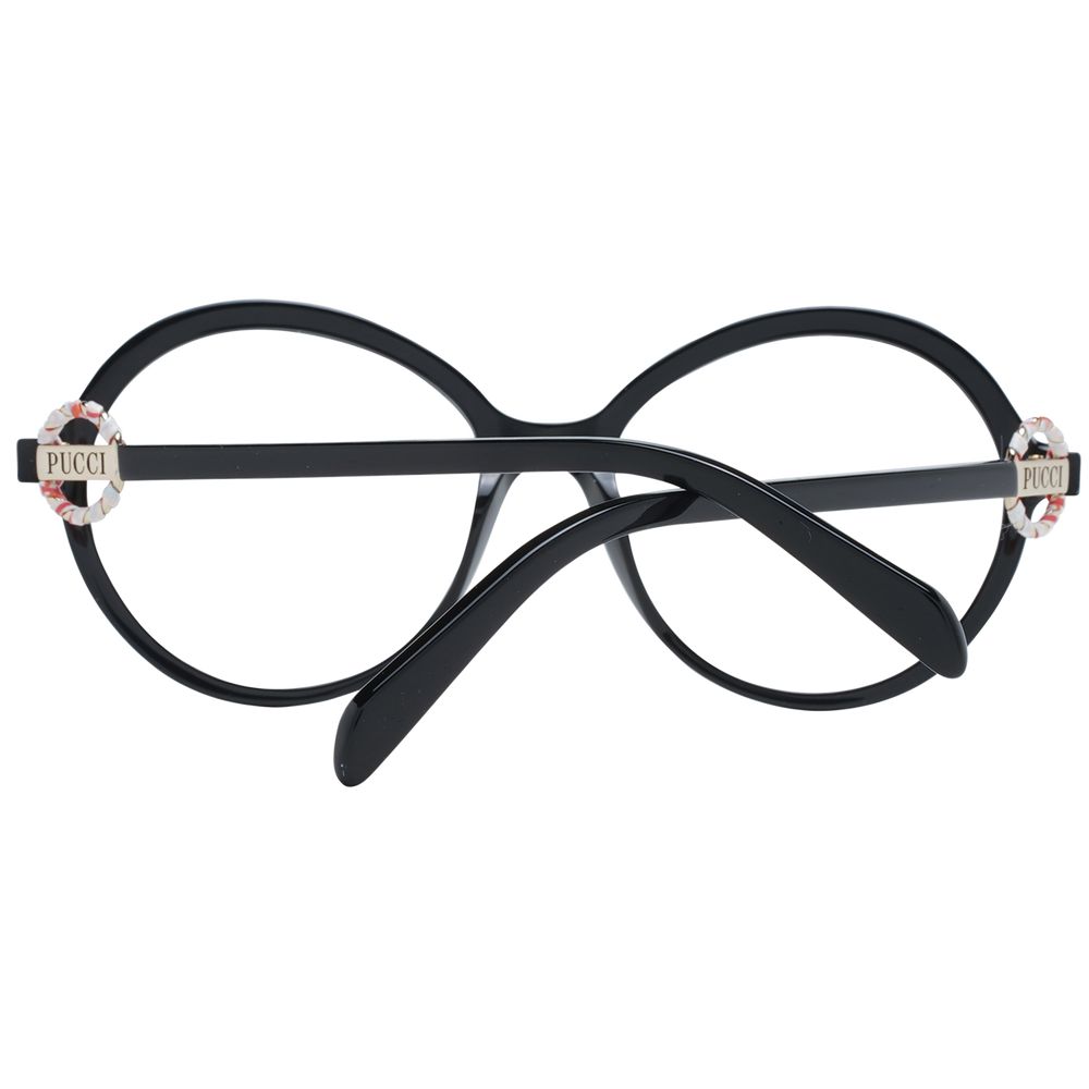 Eyeglasses Frames by Emilio Pucci for women in plastic black features an refined silhouette, showcasing the refined black coloured frame and sophisticated full-frame frame design.