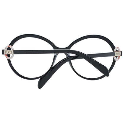 Eyeglasses Frames by Emilio Pucci for women in plastic black features an refined silhouette, showcasing the refined black coloured frame and sophisticated full-frame frame design.