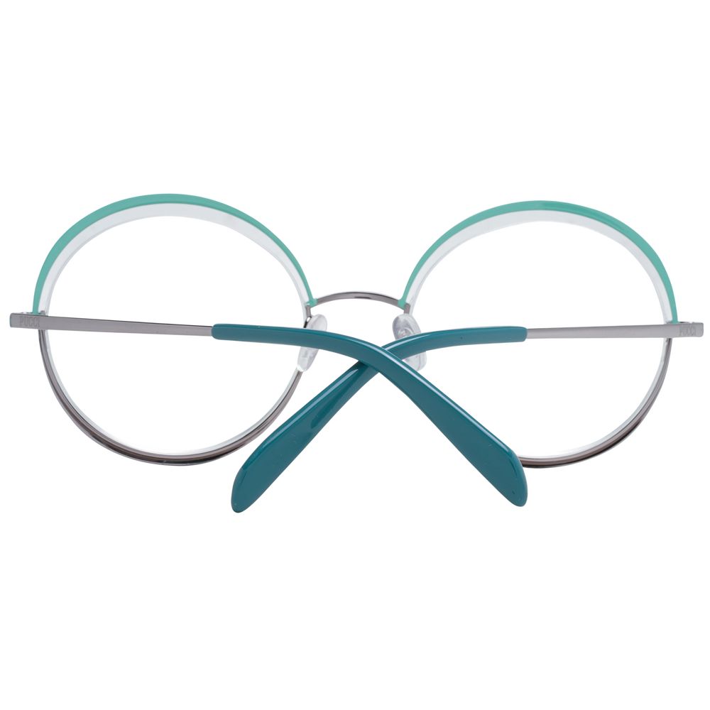 Eyeglasses Frames by Emilio Pucci for women in metal green features a refined silhouette, showcasing a refined green coloured frame and half-frame frame design for a sophisticated, premium look.