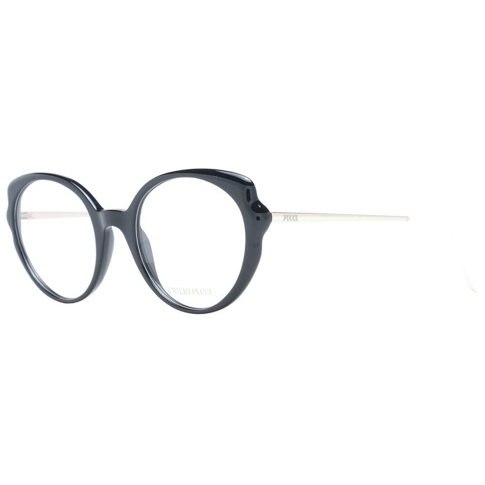 Eyeglasses Frames by Emilio Pucci for women in black features an refined silhouette, showcasing a sophisticated black coloured frame and refined full-frame frame design for a refined look.