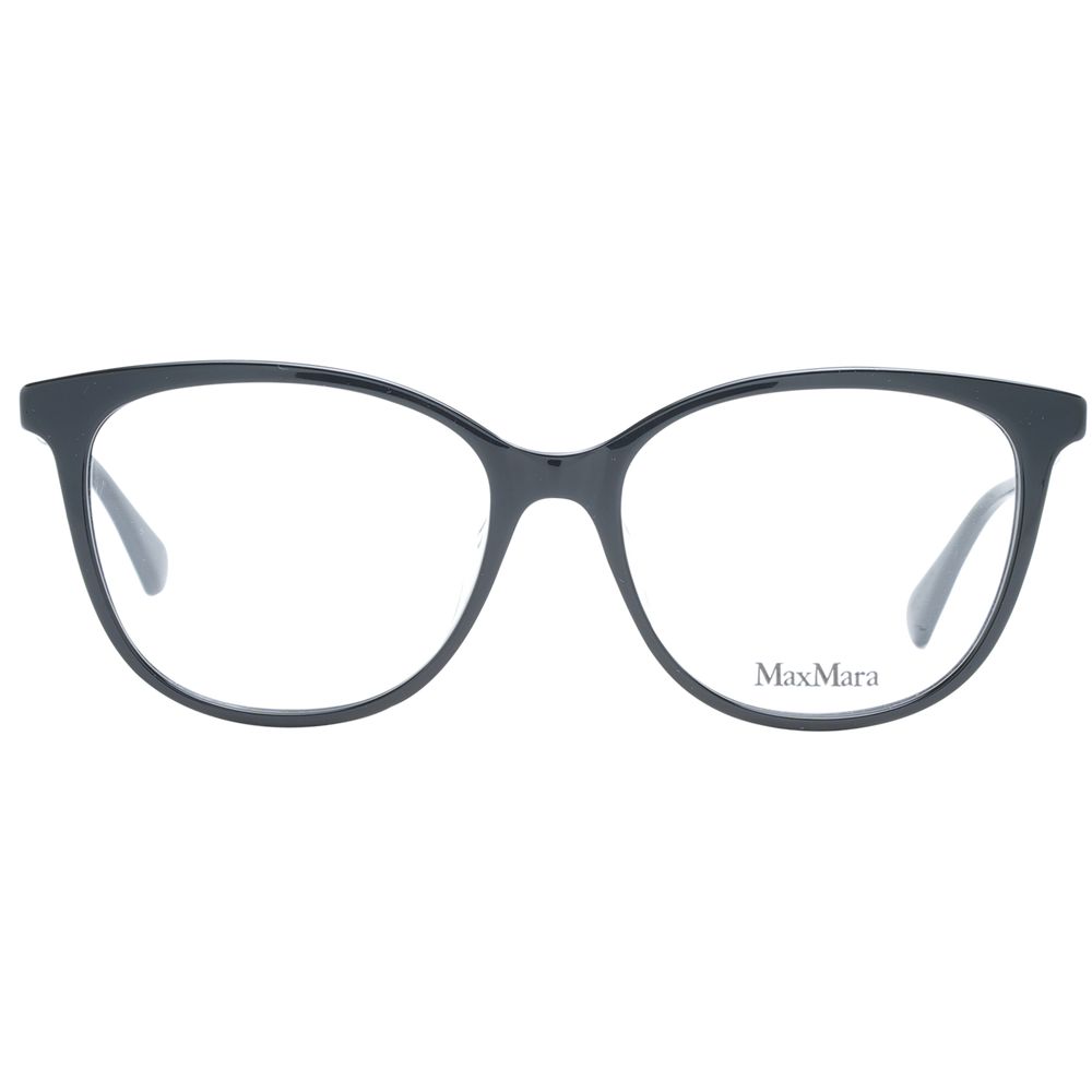 Eyeglasses Frames by Max Mara for women in plastic and black showcases an refined full-frame frame design featuring a sophisticated black coloured frame for an refined and refined aesthetic.