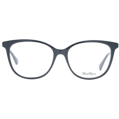 Eyeglasses Frames by Max Mara for women in plastic and black showcases an refined full-frame frame design featuring a sophisticated black coloured frame for an refined and refined aesthetic.