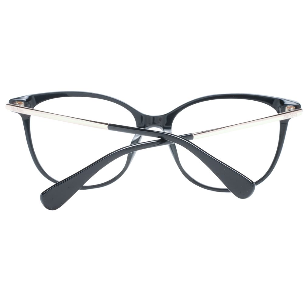 Eyeglasses Frames by Max Mara for women in plastic black showcases a reflective silhouette, artfully incorporating a sophisticated black coloured frame with a distinct full-frame frame design.