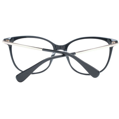 Eyeglasses Frames by Max Mara for women in plastic black showcases a reflective silhouette, artfully incorporating a sophisticated black coloured frame with a distinct full-frame frame design.