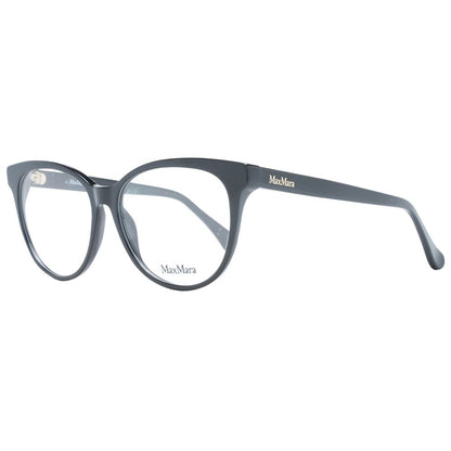 Eyeglasses Frames by Max Mara for women in plastic black showcases a reflective silhouette, artfully incorporating a sophisticated black coloured frame with a distinct full-frame frame design.