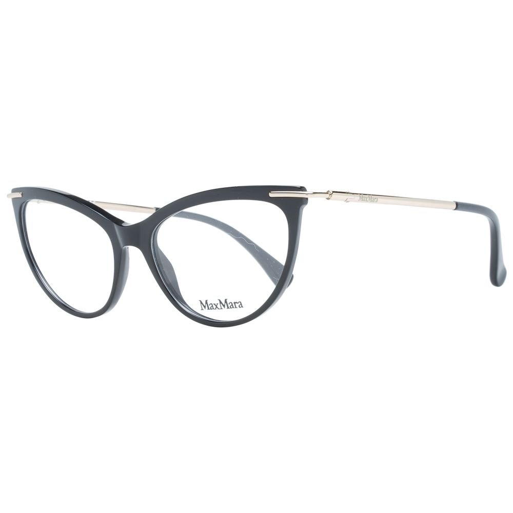 Eyeglasses Frames by Max Mara for women in plastic black showcases a refined full-frame frame design with a refined black coloured frame finish for a refined and sophisticated look.