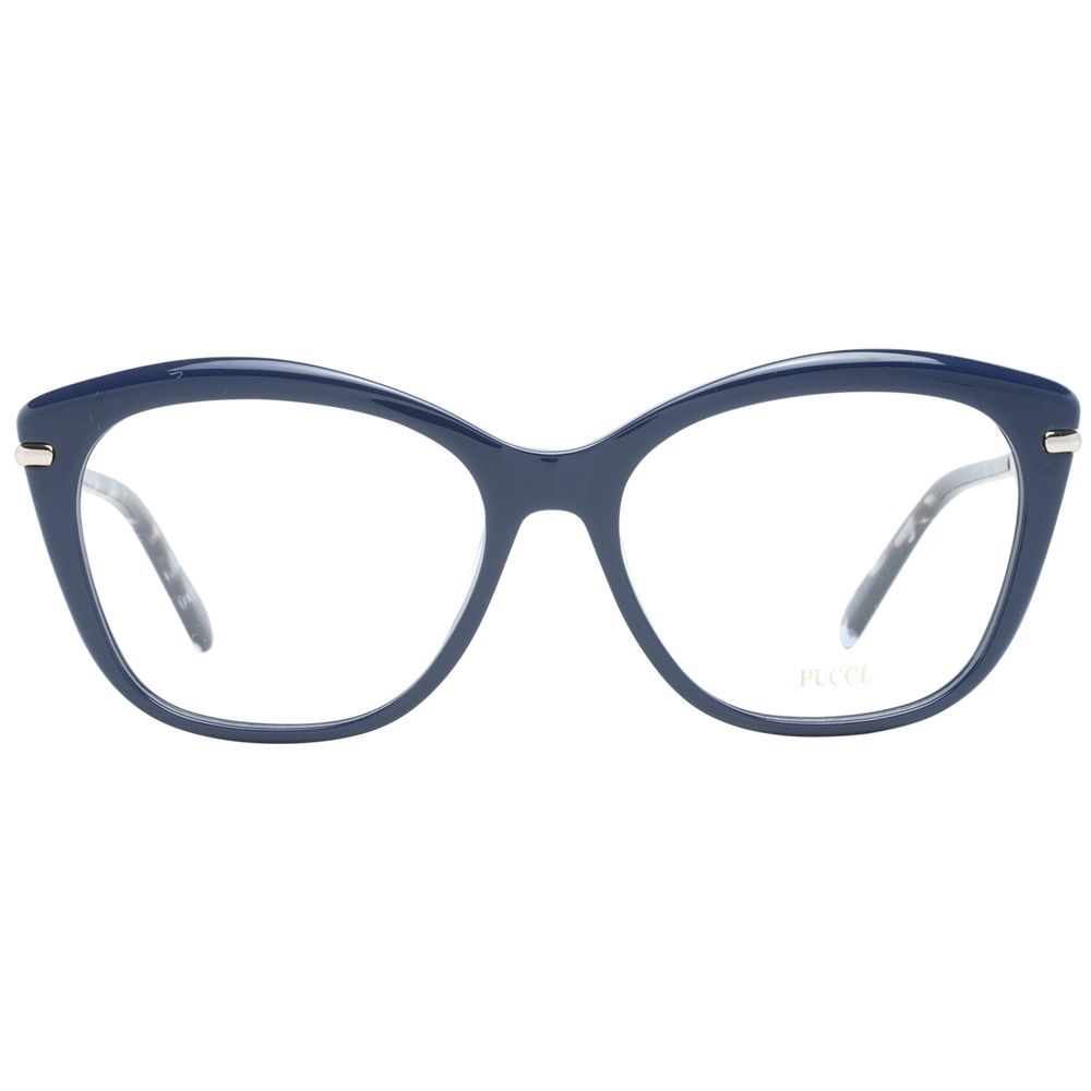 Eyeglasses Frames by Emilio Pucci for women in plastic and blue showcases a refined silhouette, detailed with a blue coloured frame finish and a sophisticated full-frame frame design.
