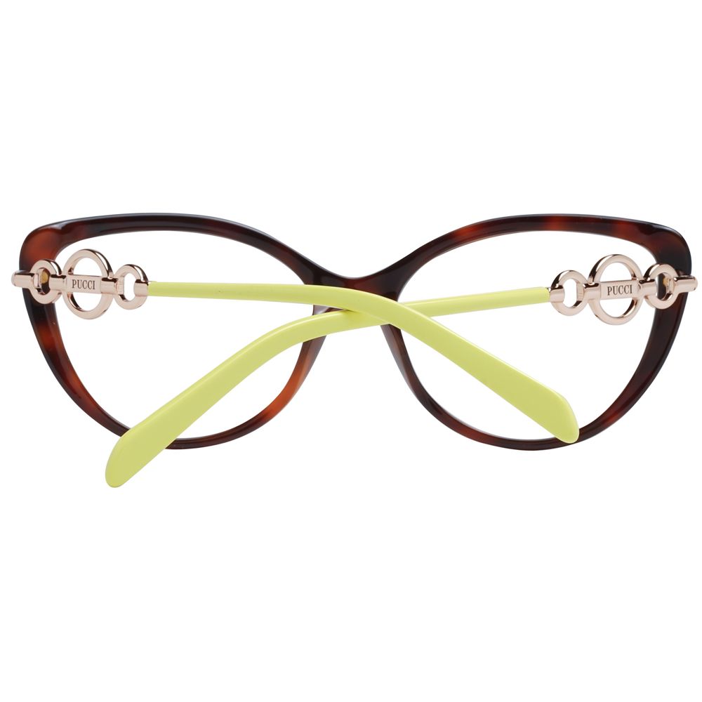 Eyeglasses Frames by Emilio Pucci for women in plastic brown features an refined silhouette, showcasing the refined brown coloured frame and sophisticated full-frame frame design.