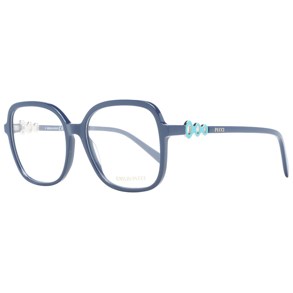 Eyeglasses Frames by Emilio Pucci for women in plastic blue features an refined silhouette, showcasing a sophisticated blue coloured frame and refined full-frame frame design for a refined look.