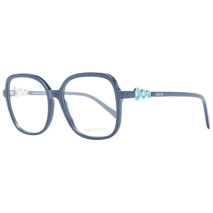 Eyeglasses Frames by Emilio Pucci for women in plastic blue features an refined silhouette, showcasing a sophisticated blue coloured frame and refined full-frame frame design for a refined look.