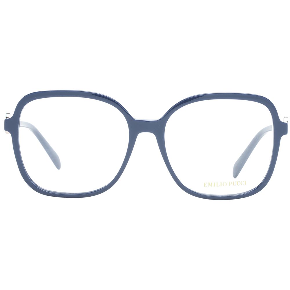 Eyeglasses Frames by Emilio Pucci for women in plastic blue showcases a reflective silhouette, artfully incorporating a sophisticated blue coloured frame with a distinct full-frame frame design.