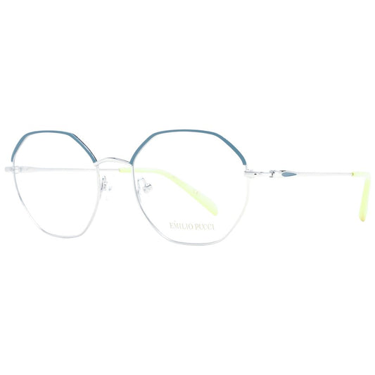 Eyeglasses Frames by Emilio Pucci for women in metal and gray showcases a refined silhouette, detailed with a gray coloured frame finish and a sophisticated full-frame frame design.
