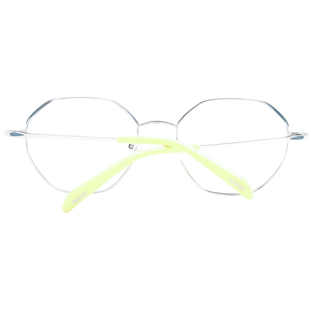 Eyeglasses Frames by Emilio Pucci for women in metal gray features an refined silhouette, showcasing the refined gray coloured frame and sophisticated full-frame frame design.
