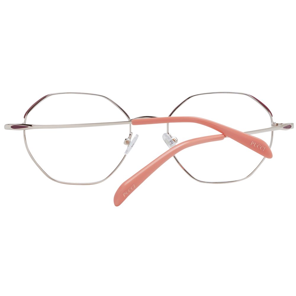 Eyeglasses Frames by Emilio Pucci for women in metal red features an refined silhouette, showcasing a sophisticated red coloured frame and refined full-frame frame design for a refined look.