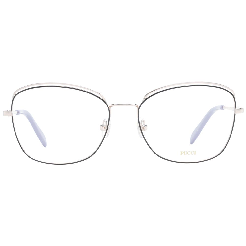 Eyeglasses Frames by Emilio Pucci for women in metal and black showcases an refined full-frame frame design featuring a sophisticated black coloured frame for an refined and refined aesthetic.