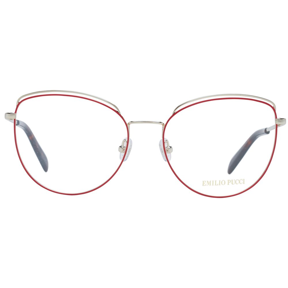 Eyeglasses Frames by Emilio Pucci for women in metal red features an refined silhouette, showcasing the refined red coloured frame and sophisticated full-frame frame design.