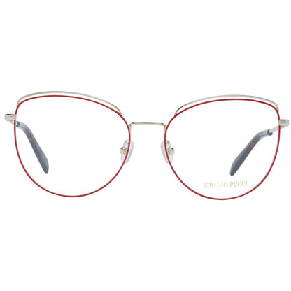 Eyeglasses Frames by Emilio Pucci for women in metal red features an refined silhouette, showcasing the refined red coloured frame and sophisticated full-frame frame design.