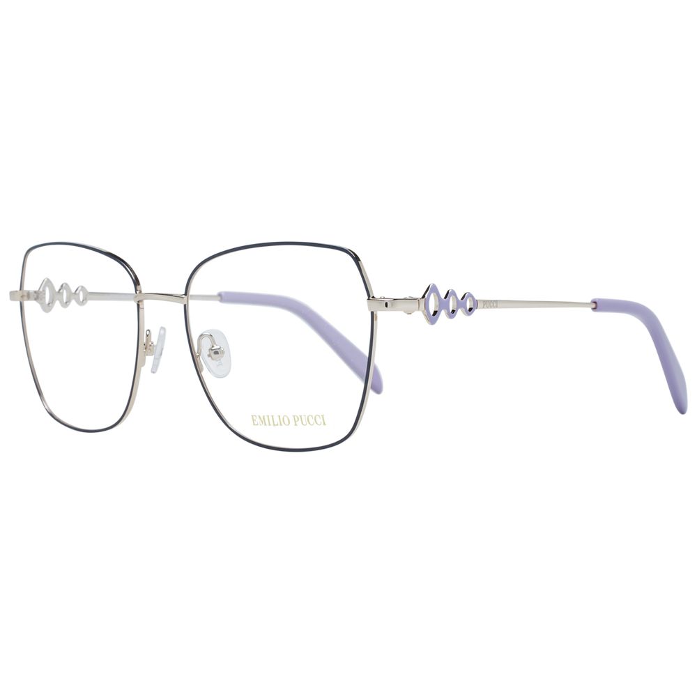 Eyeglasses Frames by Emilio Pucci for women in metal blue features an refined silhouette, showcasing a sophisticated blue coloured frame and refined full-frame frame design for a refined look.