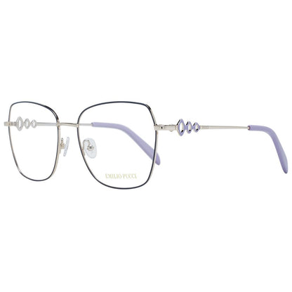 Eyeglasses Frames by Emilio Pucci for women in metal blue features an refined silhouette, showcasing a sophisticated blue coloured frame and refined full-frame frame design for a refined look.
