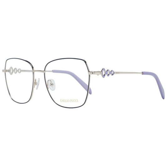 Eyeglasses Frames by Emilio Pucci for women in metal blue features an refined silhouette, showcasing a sophisticated blue coloured frame and refined full-frame frame design for a refined look.