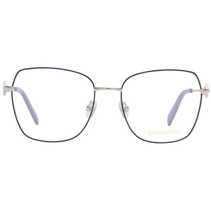 Eyeglasses Frames by Emilio Pucci for women in metal blue showcases a refined full-frame frame design with a refined blue coloured frame finish for a refined and sophisticated look.