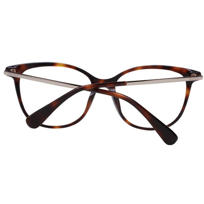 Eyeglasses Frames by Max Mara for women in plastic brown showcases a reflective silhouette, artfully incorporating a sophisticated brown coloured frame with a distinct full-frame frame design.
