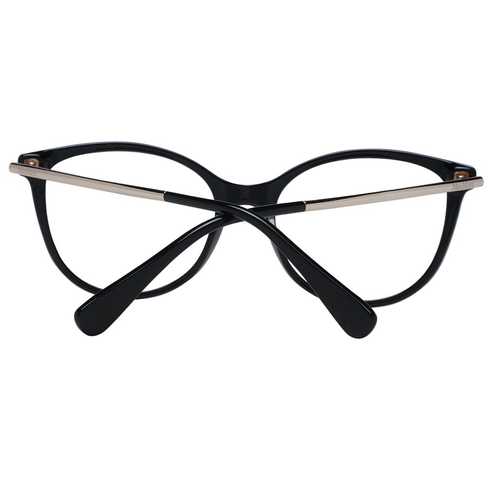 Eyeglasses Frames by Max Mara for women in plastic and black showcases an refined full-frame frame design featuring a sophisticated black coloured frame for an refined and refined aesthetic.