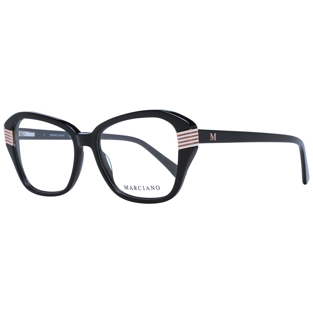 Eyeglasses Frames by Marciano by Guess for women in plastic black showcases a reflective silhouette, artfully incorporating a sophisticated black coloured frame with a distinct full-frame frame design.