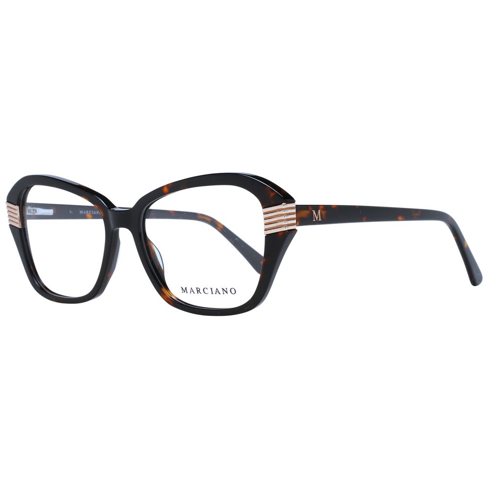 Eyeglasses Frames by Marciano by Guess for women in plastic brown showcases a refined full-frame frame design with a refined brown coloured frame finish for a refined and sophisticated look.