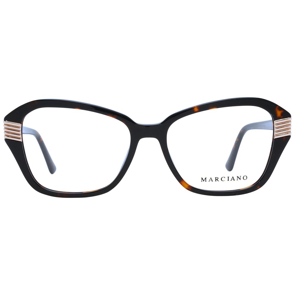 Eyeglasses Frames by Marciano by Guess for women in plastic brown features a refined silhouette, showcasing a refined brown coloured frame and full-frame frame design for a sophisticated, premium look.