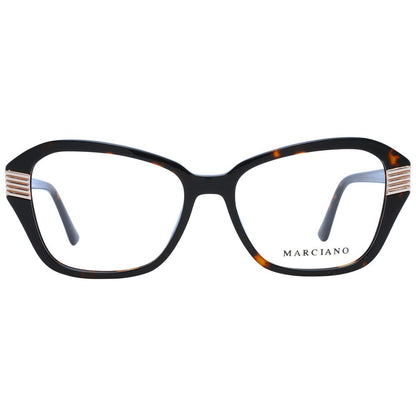 Eyeglasses Frames by Marciano by Guess for women in plastic brown features a refined silhouette, showcasing a refined brown coloured frame and full-frame frame design for a sophisticated, premium look.