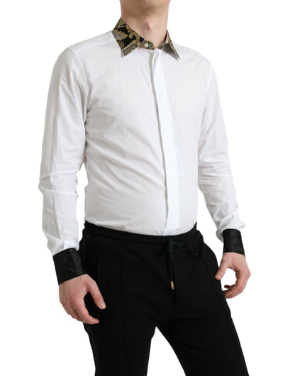 White Cotton Jacquard Formal GOLD Dress Shirt
