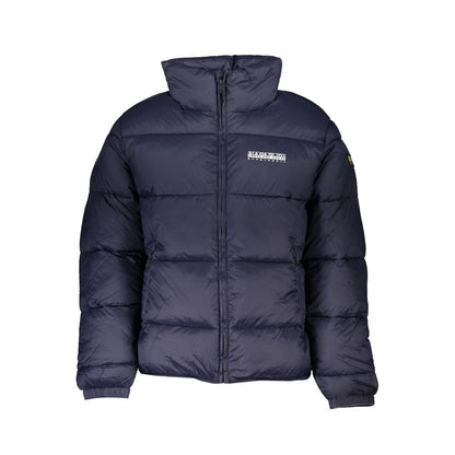 Jacket by Napapijri for men in polyamide blue & print showcases a enveloping silhouette, artfully detailed with a enveloping and premium pockets for a truly enveloping finish.