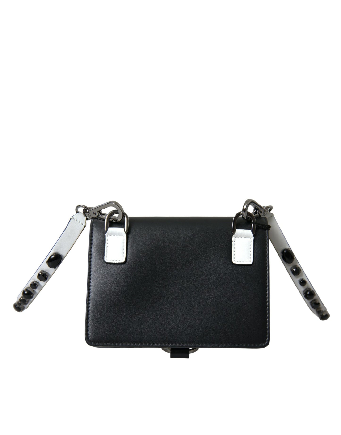 Cardholder Wallet by Dolce & Gabbana for women in brass crystal & calf leather black, silver & white presents a refined silhouette, artfully capturing the essence of the Brass Crystal Calf Leather Cardholder Wallet design with sophisticated card-organization compact-design for a refined look.