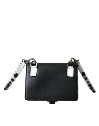 Cardholder Wallet by Dolce & Gabbana for women in brass crystal & calf leather black, silver & white presents a refined silhouette, artfully capturing the essence of the Brass Crystal Calf Leather Cardholder Wallet design with sophisticated card-organization compact-design for a refined look.