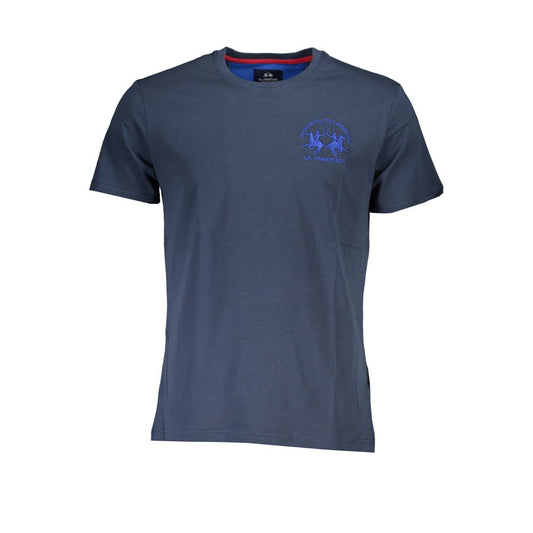 T-Shirt by La Martina for men in cotton blue features an edgy silhouette, meticulously detailed with a sophisticated short-sleeve and crew neckline for a truly edgy finish.