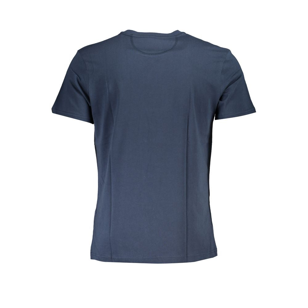 T-Shirt by La Martina for men in cotton blue showcases a dramatic silhouette, elegantly detailed with a dramatic and for a truly dramatic finish.