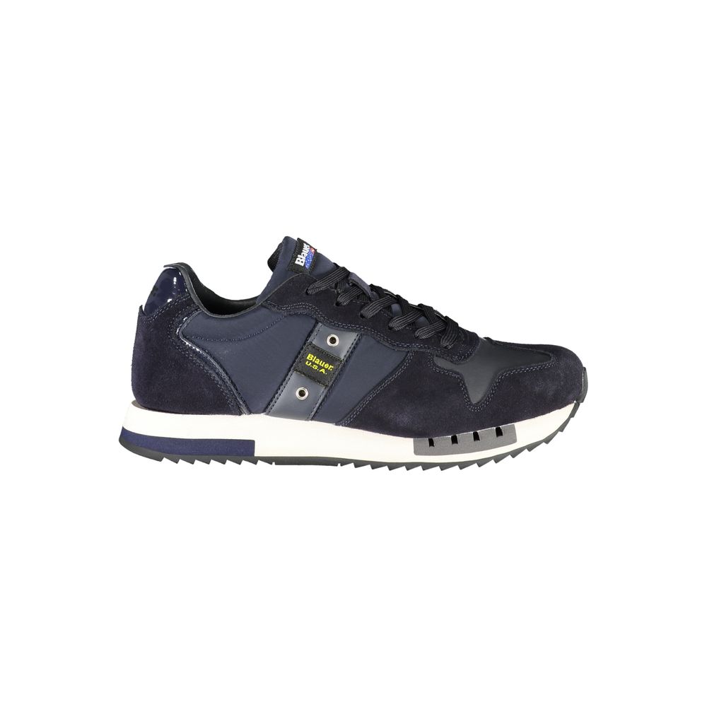 Sneakers by Blauer for men in polyester polyethylene leather blue presents a sumptuous silhouette from the Men's Athletic Polyester Polyethylene Leather Sneakers collection, showcasing a sumptuous athletic style for an elevated aesthetic.