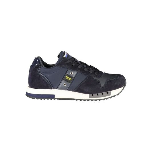 Sneakers by Blauer for men in polyester polyethylene leather blue presents a sumptuous silhouette from the Men's Athletic Polyester Polyethylene Leather Sneakers collection, showcasing a sumptuous athletic style for an elevated aesthetic.