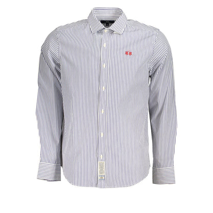 T-Shirt by La Martina for men in cotton blue, white, signature & striped features an on trend silhouette, perfectly showcasing a on trend and for an elevated aesthetic.