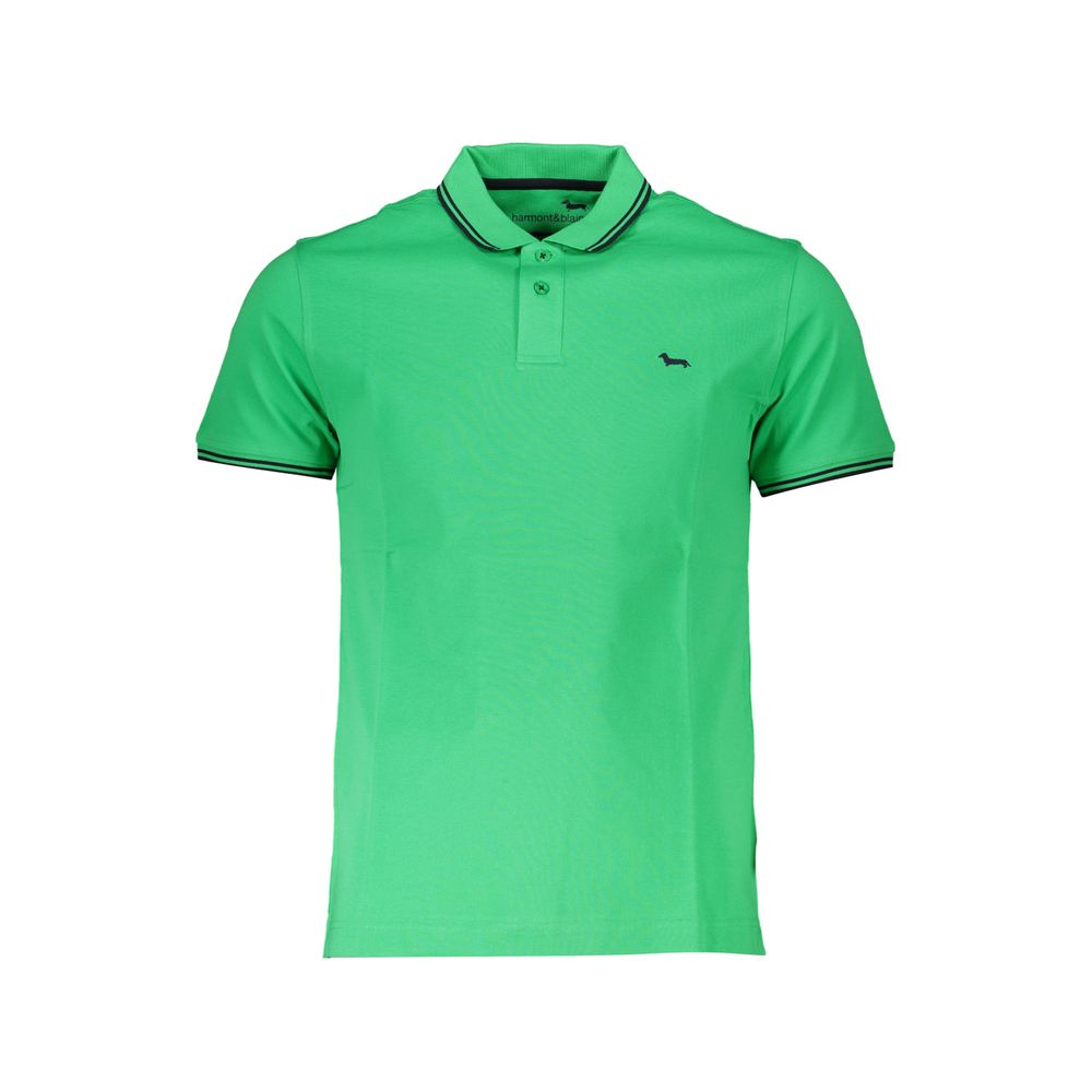 Polo Shirt by Harmont & Blaine for men in cotton green & signature presents a sleek silhouette, featuring a refined and for a sleek finish.