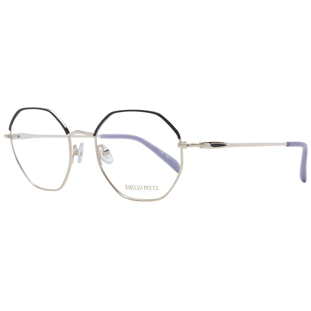 Eyeglasses Frames by Emilio Pucci for women in metal and black showcases an refined full-frame frame design featuring a sophisticated black coloured frame for an refined and refined aesthetic.