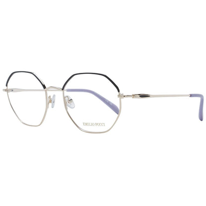 Eyeglasses Frames by Emilio Pucci for women in metal and black showcases an refined full-frame frame design featuring a sophisticated black coloured frame for an refined and refined aesthetic.