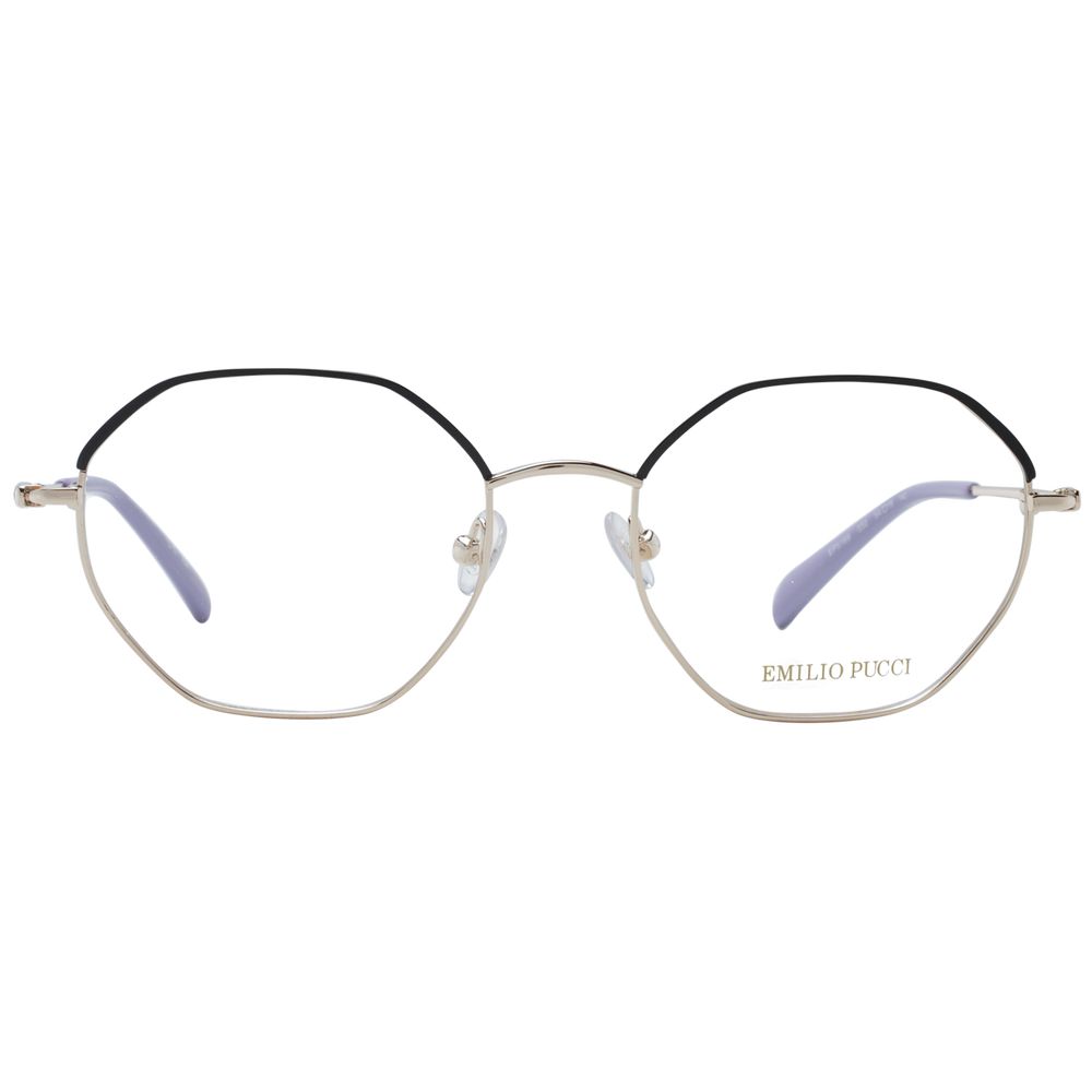 Eyeglasses Frames by Emilio Pucci for women in metal black features an refined silhouette, showcasing the refined black coloured frame and sophisticated full-frame frame design.