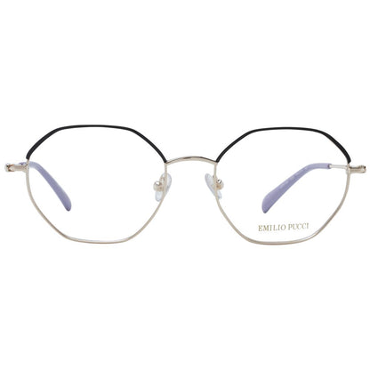 Eyeglasses Frames by Emilio Pucci for women in metal black features an refined silhouette, showcasing the refined black coloured frame and sophisticated full-frame frame design.