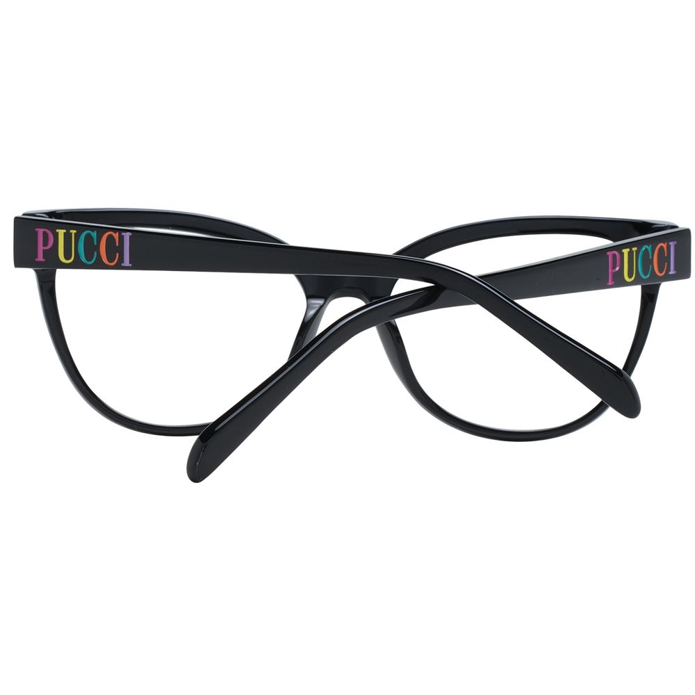 Eyeglasses Frames by Emilio Pucci for women in plastic black features a refined silhouette, showcasing a refined black coloured frame and full-frame frame design for a sophisticated, premium look.