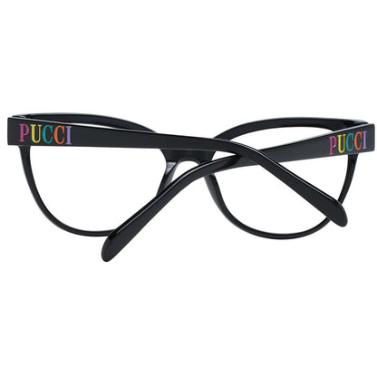 Eyeglasses Frames by Emilio Pucci for women in plastic black features a refined silhouette, showcasing a refined black coloured frame and full-frame frame design for a sophisticated, premium look.
