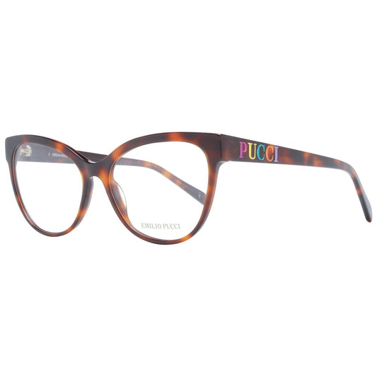 Eyeglasses Frames by Emilio Pucci for women in plastic brown features an refined silhouette, showcasing a sophisticated brown coloured frame and refined full-frame frame design for a refined look.