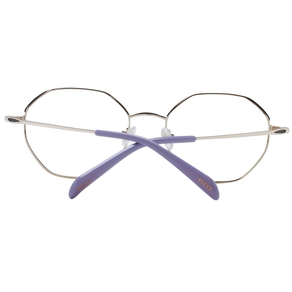 Eyeglasses Frames by Emilio Pucci for women in metal black showcases a reflective silhouette, artfully incorporating a sophisticated black coloured frame with a distinct full-frame frame design.