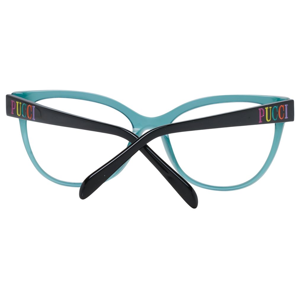Eyeglasses Frames by Emilio Pucci for women in plastic green showcases a refined full-frame frame design with a refined green coloured frame finish for a refined and sophisticated look.